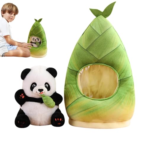 Hogvinnatil Gefüllter Panda -Spielzeug, Panda Plüschspielzeug, Cartoon Plüsch Panda Toy, Dekorative Stoffpuppe, süße Kinder -Rucksack für Kindergarten, Spielzimmer, Wohnzimmer von Hogvinnatil