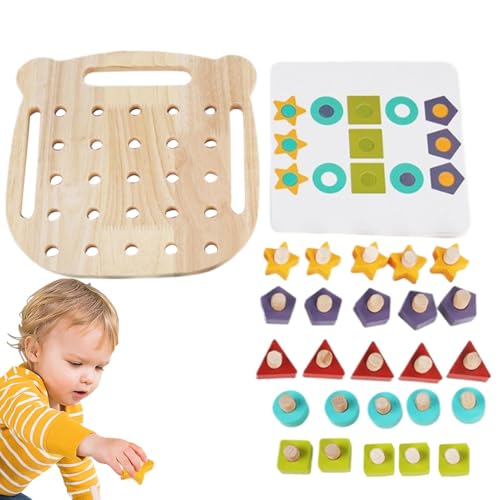 Hogvinnatil Holzpädagogikspielzeug für Kinder, Kinder Holzlernspielzeug,Entwicklungsspiel für Feinmotorik -Fähigkeiten - -Vorschullernaktivitäten, Schraubemotor -Definition Fine Motor Skills Sensory von Hogvinnatil