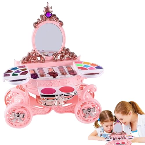 Hogvinnatil Kinder Make -up -Spielzeug, Kinderspiel -Make -up -Spielzeug - Mädchen Spielen Make -up -Kit mit Kosmetikkoffer,Tragbare tauende Kinder Vanity Beauty Set für Zuhause, Schlafzimmer, Schule von Hogvinnatil