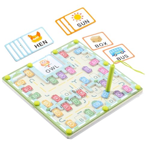 Hogvinnatil Magnetbriefparkplatz Labyrinth, Magnetic Alphabet Labyrinth, Buchstaben Puzzlespielzeug zum unterhaltsamen Lernen, Magnetisches Vorschule Alphabetspiel für Alter 3+, Kinder, von Hogvinnatil