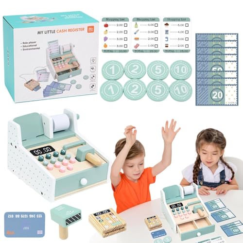 Hogvinnatil Proped Wood Registrierkasse, tat Play Calculator Registrierkasse,Hölzerne Digitale Display Spielzeug Kinder Registrierkasse | Financial Management Game Home Frühes Lernen Aktivitäten für von Hogvinnatil