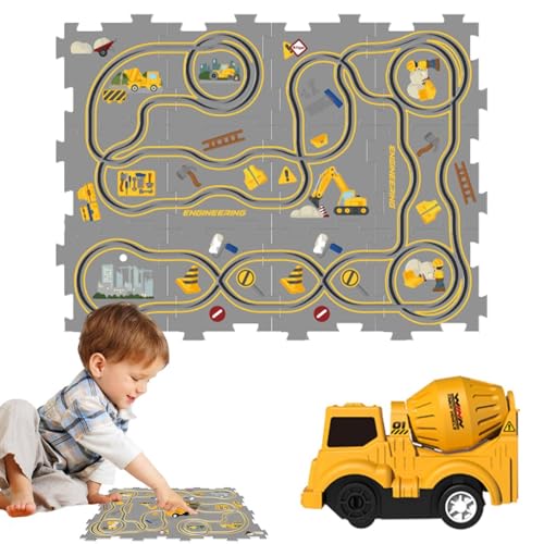 Hogvinnatil Puzzle-Autobahn, Eisenbahnwaggon-Puzzlebahn,Puzzle-Brett, Puzzle-Eisenbahnwagen | Cartoon-Puzzlebahn, Puzzle-Racer-Feinmotorikspielzeug, Kleinkindspielzeug-Autobahn für Kinder ab 3 Jahren von Hogvinnatil