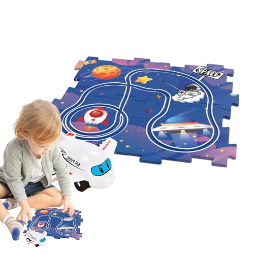 Hogvinnatil Puzzle-Racer-Autobahn-Set, Puzzle-Autobahn-Spielzeug | Puzzle verfolgt Autospielzeug,Pädagogisches Triebwagen-Bodenpuzzle-Spielzeug, Kinderauto-Gleisset für Urlaub, Geburtstag von Hogvinnatil