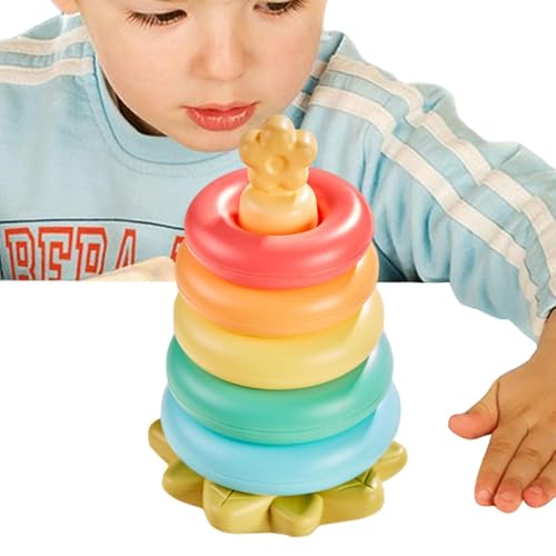 Hogvinnatil Stapelringe für Kleinkind, Ringstapler Babyspielzeug | Rainbow Educational Sensory Toys für Kleinkind,Entwicklungshandel-Koordination Sensory Stacker für Mädchen und von Hogvinnatil