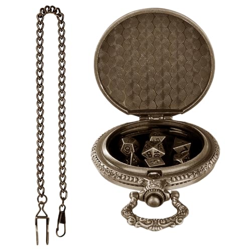 Hogvinnatil Taschenuhr Muschelgehäuse,Vintage Würfel Taschenuhr, Steampunk-Spaß-Brettspiele mit Vintage-Würfeln, Retro-Würfelset für Spieleabende, Versammlungen und Sammler von Hogvinnatil