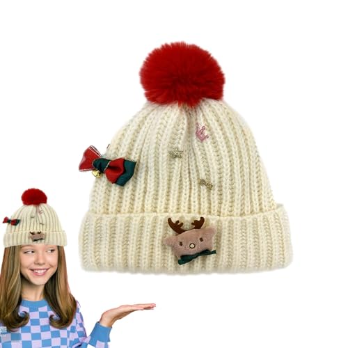 Hogvinnatil Weihnachts-Wintermütze, Weihnachtsstrickmütze,Gestrickte Weihnachtsmützen | Häkelmütze, Weihnachtsmannmütze, Winterstrickmütze, Beanie-Mütze für Kinder ab 6 Jahren von Hogvinnatil