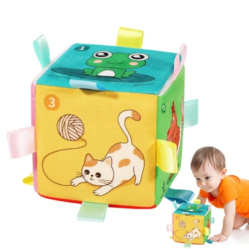 Hogvinnatil beruhigender Musikwürfel, Cartoon Musical Learning Cube,Cartoon Early Learning Cube beleuchtet | Kinder im Alter von 0 bis 3 Jahren Bildungsspiel mit Tiermustern für Schlafzimmer, Cradle von Hogvinnatil