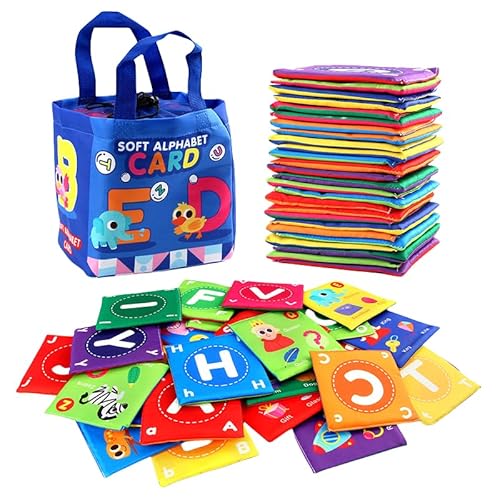 Early Childhood Enlightenment Book Letters and Number, Soft Alphabet Cards with Bag, Creative Soft Alphabet Flash Cards, Alphabet Cloth Tiles for Toddlers Kids Boys Girls, Washable (Letter) von Hohny