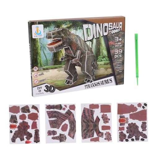 1 Satz 39 Dinosaurier-Puzzle Puzzle-Spielzeug für Kinder 3D-Puzzle-Spielzeug aus Papier Kinder Puzzle rätselbuch Kinder pädagogisches Puzzle 3D-Dinosaurier-Spielzeug Brown Hohopeti von Hohopeti