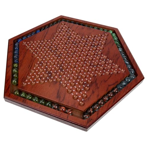 1 Satz Hexagon Holz Checkers Label Dame-Tischspiel Halma-Brettspiel Chinese Chess dartscheibe Kinder barn Chinesisches Dame für Kinder Chinesisches Damespielzeug für Kinder Glas Hohopeti von Hohopeti