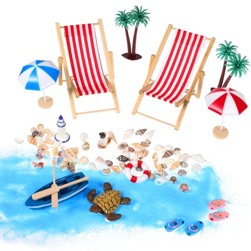 1 Satz Mini-Strandanzug Mini-Stranddekoration Mikro-Strandzubehör klappbare strandstühle Faltbarer strandstuhl Strand-Mikrolandschafts-Miniaturdekorationen Mini-Strandaccessoires Hohopeti von Hohopeti