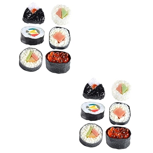 12 STK Sushi-Simulation lebensechtes Sushi-Modell künstliches Japanisches Essen Sushi-Replik sushirolle Sushi roll gefälschtes Japanisches Sushi Simulation Lebensmittelmodell PVC Hohopeti von Hohopeti