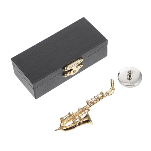 Hohopeti 1 Satz Altsaxophon Saxophon Mini Saxophon Spielzeug Miniatur Spielzeug Möbelzubehör Miniatur Saxophon Figur Musikinstrument Miniatur Saxophon Aus Metall von Hohopeti