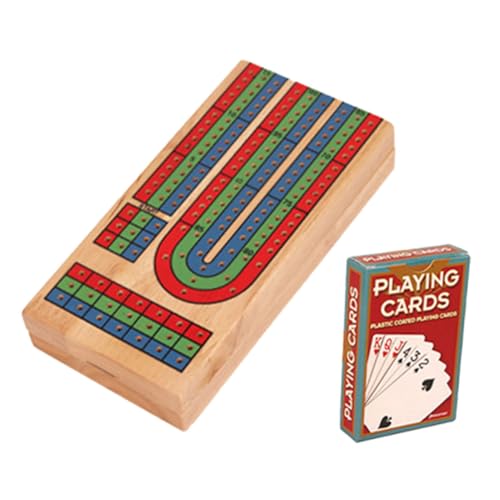 Hohopeti 1 Satz Cribbage-Brett Mit Spielkarte Schachbrett Traditionelles Krippenbrett Aus Holz Cribbage-brettspiel Krippenbrett Für Den Tisch Krippe Mit Zubehör Spielbrett Aus Holz Hölzern von Hohopeti