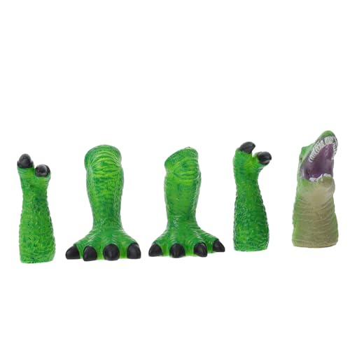 Hohopeti 1 Satz Dinosaurier-Fingerpuppe tierisches Handpuppenspielzeug Fingerspielzeug Kinderpuppe Dino kinderspielzeug saurier Spielzeug Tiere Marionette Performance-Handschuhe Vinyl Green von Hohopeti