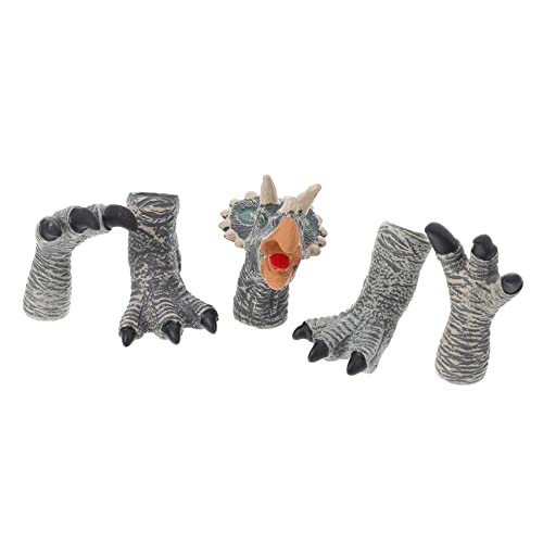 Hohopeti 1 Satz Dinosaurier-fingerpuppe Tierhandschuhpuppe Fingerspielzeug Märchenhafte Zeitpuppe Realistisches Spielzeug Kinder Dino Handpuppe Puppen Für Kinder Handtierfigur Grey Vinyl von Hohopeti