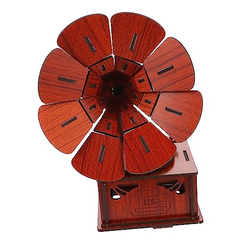 Hohopeti 1 Satz Grammophon-Puzzle Rätsel 3D-gehirn-Puzzle Kinder Spielset Flugzeugspielzeug Für Kinder Grammophon-schmuck Mechanikerspielzeug Für Kinder Antiker Plattenspieler Brown Holz von Hohopeti