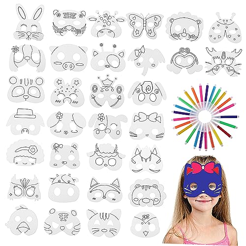 Hohopeti 1 Satz Maske Elastische Kordel Leere Masken Für Tierkatzenmasken Lustige Maske Dekorieren DIY Malmaske DIY Maske Papiermasken Zum Basteln Frauen Requisite Weißer Karton von Hohopeti