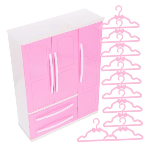 Hohopeti 1 Satz Mini-Kleider Schrank Miniatur-Puppenhaus Minischrank Kleiderbügel für Puppen Spielzeug für Kinder kinderspielzeug Mini Kleiderbügel Mini- -Requisite Plastik Rosa von Hohopeti