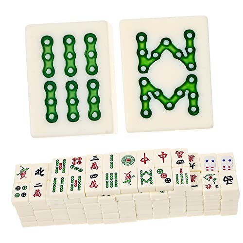 Hohopeti 1 Satz Mini-Mahjong-Kit chinesisches Mahjong-Spiel Kleiner Mahjong Reisespiel-Requisiten mahjongg traditionelle Spiele Interessantes Mahjong-Kit Miniatur-Mahjong-Kit Melamin von Hohopeti