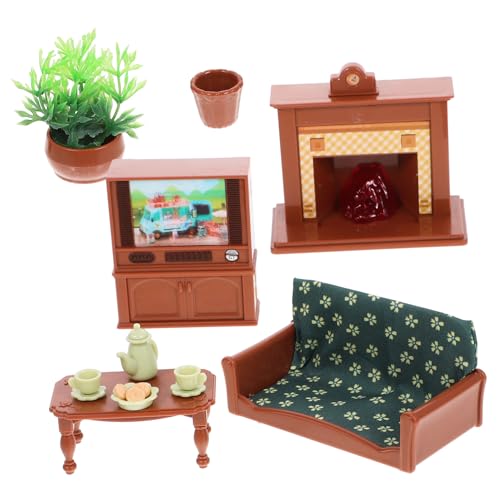 Hohopeti 1 Satz Mini-Spielzeugset Miniatur Modell für Puppenhausmöbel Puppenstubenmöbel wohnzimmermöbel Living Room Furniture Zubehör für Puppenhäuser Sofaspielzeug Mini-Sofa Plastik Brown von Hohopeti