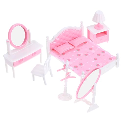 Hohopeti 1 Satz Miniaturmöbelmodell Puppenhaus-Kleiderständer 1 12 Nachttisch Mini-Hausbett Puppenhaus Dekoration Puppenhaus Spielset Spielzeug Tiny House liefert Puppenhausmöbel Abs Rosa von Hohopeti