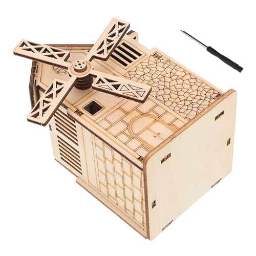 Hohopeti 1 Satz Spieluhr aus Holz 3 d Puzzle 3 d-Puzzle jucarii pentru copii spielset Geburtstagsgeschenk Mini-Häuser Mini-Windräder DIY Spielzeug Windmühlenspielzeug aus Holz hölzern Brown von Hohopeti