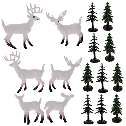 Hohopeti 1 Satz Weißwedelhirsch-Modell Waldtierfiguren Feengarten-Ornament Hirschfiguren Feiertags-rentierfiguren Hirsch Dekor Weihnachtliche Elchfiguren Hirsch-Statue Kitz Figur PVC von Hohopeti