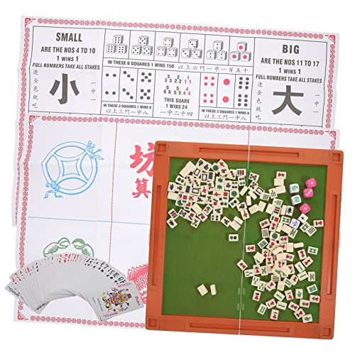 Hohopeti 1 Satz tragbarer Mahjong-Tisch Spielzeuge Schachbrettspiel US-Zubehör Acryl-Mahjong-Fliesen Dominotische Mahjong-Reiseset Tragbares Mahjong Desktop-Mahjong Reisezubehör Abs von Hohopeti