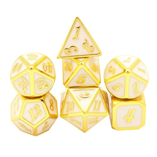 Hohopeti 1 Set 7 Stück Metallwürfel Partyspiel Facettierte Würfel 7 Stück RPG Spiele Würfel Würfelspiel Polyedrische Würfel Brettspiele Mdice Legierungswürfel Unterhaltungswürfel von Hohopeti