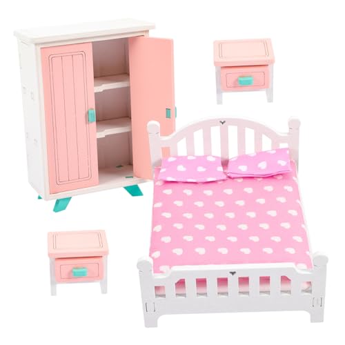 Hohopeti 1 Set Miniaturmöbel Für Puppenhaus Miniaturschrank Bett Und Nachttisch Perfekt Für Kreative Miniaturhausdekoration Ideal Für Kinder Ab 3 Jahren von Hohopeti