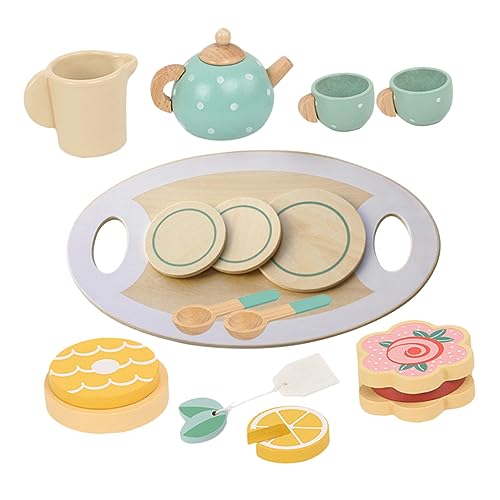 Hohopeti 1 Set Simulation Nachmittag Tea Play Set Wood Tea Party Täuschen Sie Spielspielzeug Für Kinder von Hohopeti