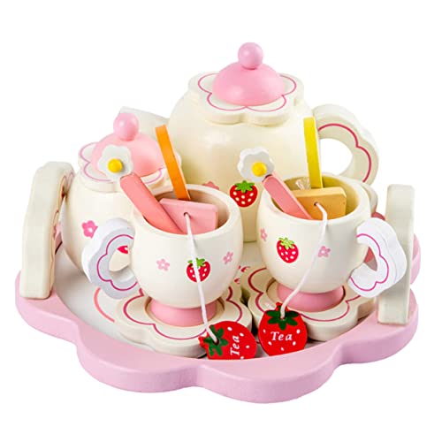 Hohopeti 1 Set Teegeschirr Aus Holz Rosa Teeservice Für Kleine Teeliebhaber Teekannen Tassen Und Zubehör Für Fantasievolles Ideal Für Kinderküche Und Teeparty von Hohopeti