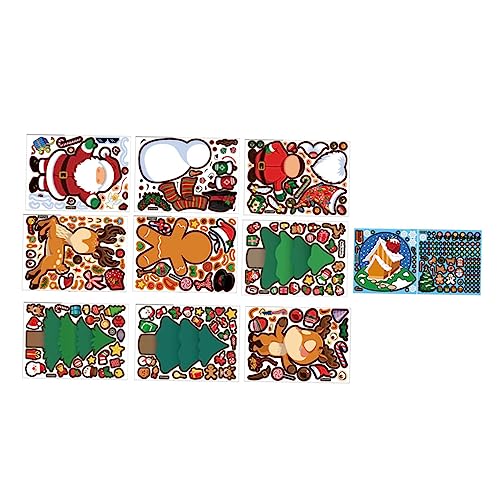 Hohopeti 10 Blätter Weihnachtsaufkleber Urlaubsparty-Aufkleber Kinderpuzzle Aufkleber Für Weihnachtsspiele Weihnachten Dekorieren Weihnachtshandwerk Aufkleber Kinder Aufkleber PVC von Hohopeti