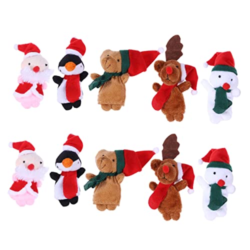 Hohopeti 10 Stück Weihnachts Fingerpuppen Set Weihnachtsmann Elch Schneemann Pädagogisches Handspielzeug Für Kinder Ideal Für Geschichten Erzählen Und Rollenspiele Perfekt Für von Hohopeti