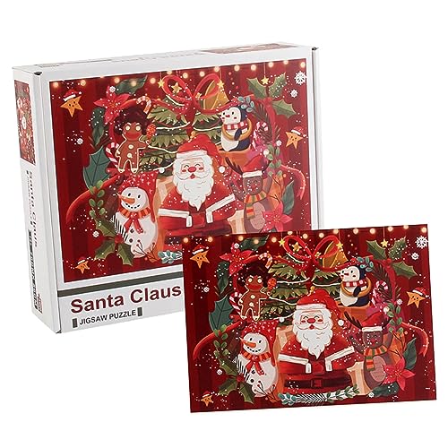 Hohopeti 1000 Stück Weihnachtsmann-Puzzle Schneemann Puzzles weihnachtsfestbevorzugungsgeschenk Kinder Puzzle kinderpuzzle Weihnachts-Puzzle Intelligenz-Puzzle-Spielzeug Papier rot von Hohopeti