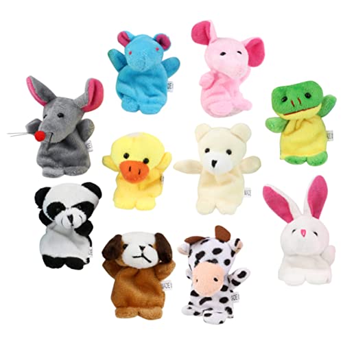 Hohopeti 10st Fingerpuppe Frosch Katze Ausgestopfte Tiere Kaninchenpuppe Hundepuppenspielzeug Ente Spielzeug Kinderspielzeug Ausgestopftes -plüschtier Tierpuppenspielzeug Stoff von Hohopeti