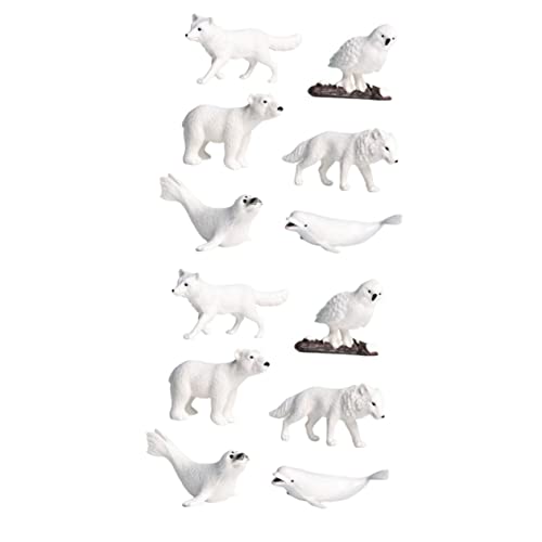 Hohopeti 12 STK Pinguin-Dekoration Pinguinfiguren Wintermodell Eisbär Figur -Ornamente Tierhandgemaltes Modell Füchse Living Room Decoration wohnzimmerdeko Spielzeug Eisbär-Dekoration von Hohopeti