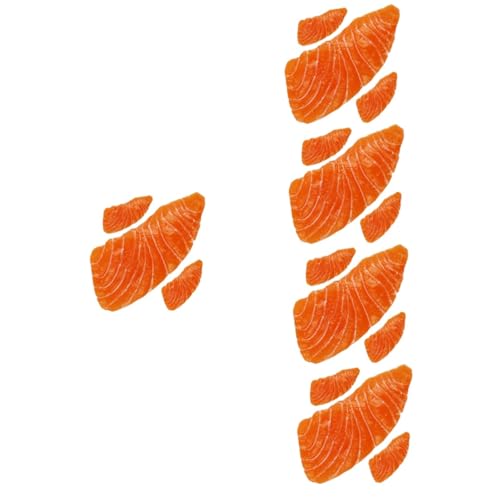 Hohopeti 15 STK Simulation Lachs Simuliertes Lachsmodell Gefälschte Lachsscheiben Gefälschtes Lachsmodell Realistischer Gefälschter Lachs Fake Food Realistischer Lachs Orange PVC von Hohopeti