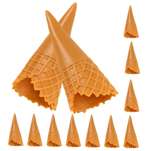 Hohopeti 15St Simulationskegel Eistüten-Display-Requisite Mini-Eiswaffel Spielzeug Eistüte-Charme bisschen bastelzeug Mini-Eistüten Eistüten-Dekoration zum Selbermachen PVC Light Brown von Hohopeti