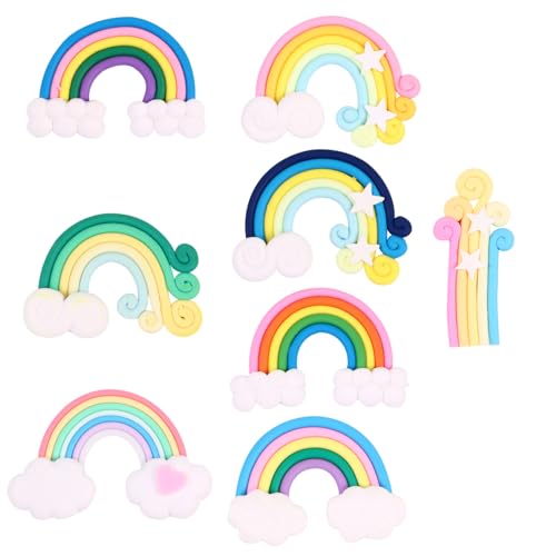 Hohopeti 16 Stück Rauchige Regenbogen Dekoration Cartoon Aufkleber Regenbogen Cabochons Regenbogen Kuchen Dekor Handgefertigte Aufkleber Kinder Aufkleber Bastel Verzierung DIY von Hohopeti