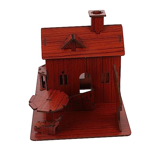 Hohopeti 1Stk 3D- -Puzzle Puzzle-Engineering-Spielzeug Vorschulrätsel DIY Miniatur Kinder Puzzle rätselbuch Kinder selbst zusammenbauendes Puzzle Villa Spielzeug selber Machen Holz Brown von Hohopeti