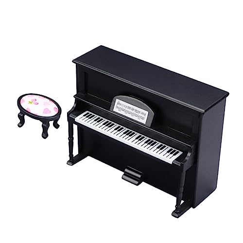 Hohopeti 1set Mini Holz Klavierverzierung Mini Möbel Micro Piano Stuhl von Hohopeti