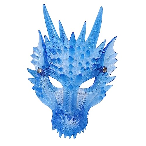 Hohopeti 1stk Halloween-maske Abendballmaske Halloween-party-maske Cosplay Party Gesichtsschleier Drachenkopfmaske Karneval Party Maske Abschlussball Requisiten 3d-drachen-cosplay Blue von Hohopeti