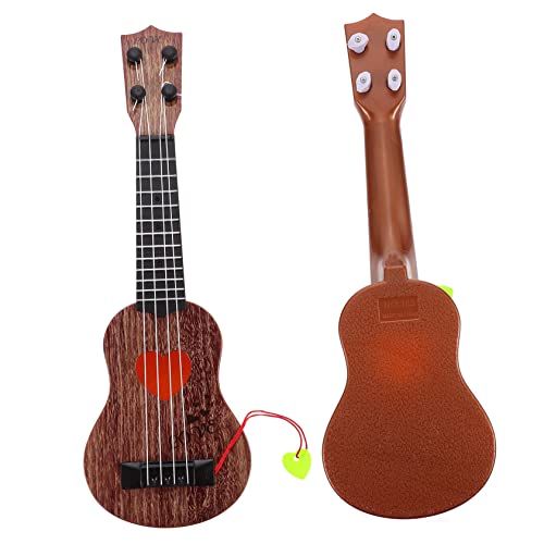 Hohopeti 1stk Ukulele Mini-Spielzeug Kindergitarre Für Jungen Kleine Gitarre Kinder Gitarre Mini-Instrument Babyspielzeug Handgehaltenes Musikspielzeug Für Kinder Coffee Plastik von Hohopeti