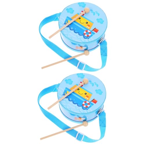 Hohopeti 2 Sätze Hüfttrommelspielzeug Für Kinder Percussion-Instrument Für Kleinkinder Holztrommelinstrument Schlagtrommel Spielzeug Schlagzeug-Instrument Performance-Trommel Sky-Blue ， von Hohopeti