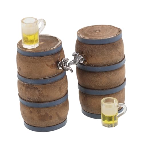Hohopeti 2 Sätze Miniature Wooden Beer Barrel Model mit Wasserhahn und Weinglas Mini Dollhouse Accessoires für Puppenhaus Bar Vielseitige Miniatur Dekoration für Weinlager und Hohopeti 2 Sätze Miniature Wooden Beer Barrel Model mit Wasserhahn und Weinglas Mini Dollhouse Accessoires für Puppenhaus Bar Vielseitige Miniatur Dekoration für Weinlager und von Hohopeti