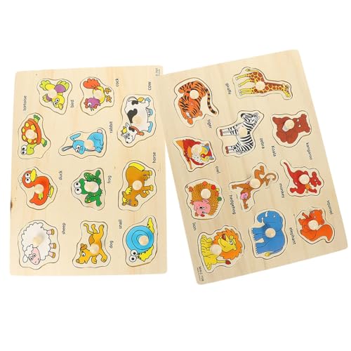 Hohopeti 2 Sets Kinderpädagogische Puzzle Animal Puzzle Brett Niedliche Tierpuzzle Holzpace Rätsel von Hohopeti