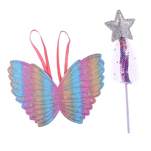 Hohopeti 2 Stück 1 Satz Kostüm Requisiten Prinzessin zubehör Mädchenkleidung Zubehör Abs Fairy Wand halloweenkostüme für Kinder elastische Flügel Festliche Kostümrequisiten Tuch Violett von Hohopeti