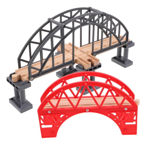 Hohopeti 2 Stück Eisenbahngleis Modelleisenbahn Zugbrücke Modell Zusammengebaute Zugbrücke Spielzeugbahngleis Ersatzbrücke DIY Spielzeugzug Szene von Hohopeti